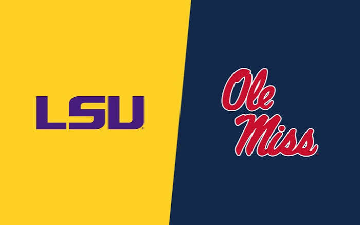 LSU and Ole Miss matchup logos