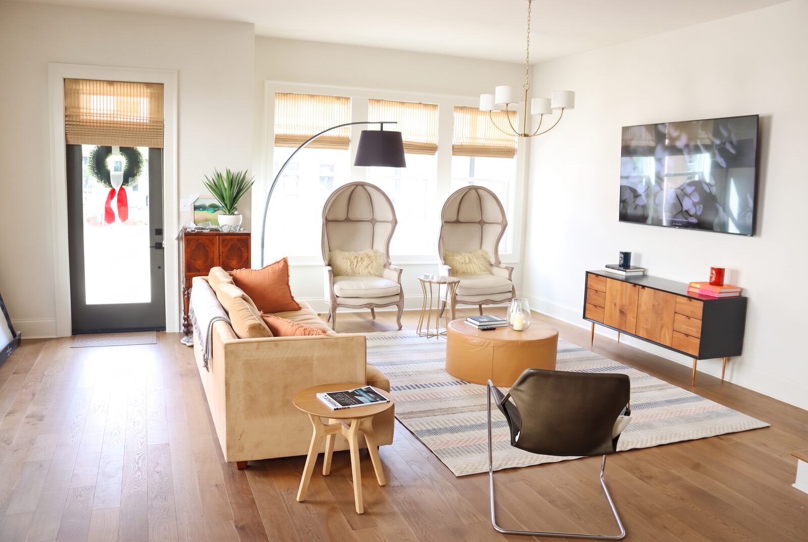 Spacious living room with sectional seating and large television